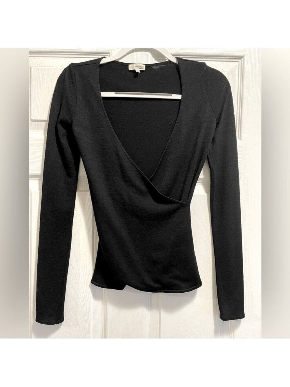 Aritzia Wilfred Free Long Sleeve Wrap Top Black Size XS